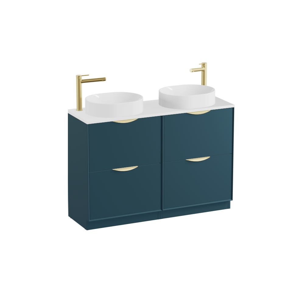 Vado Safari Smooth 1200mm Atlantic Blue Floorstanding Vanity Unit & Gloss White Worktop